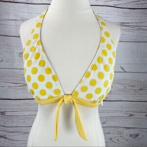 Guess yellow white polka dot bikini top